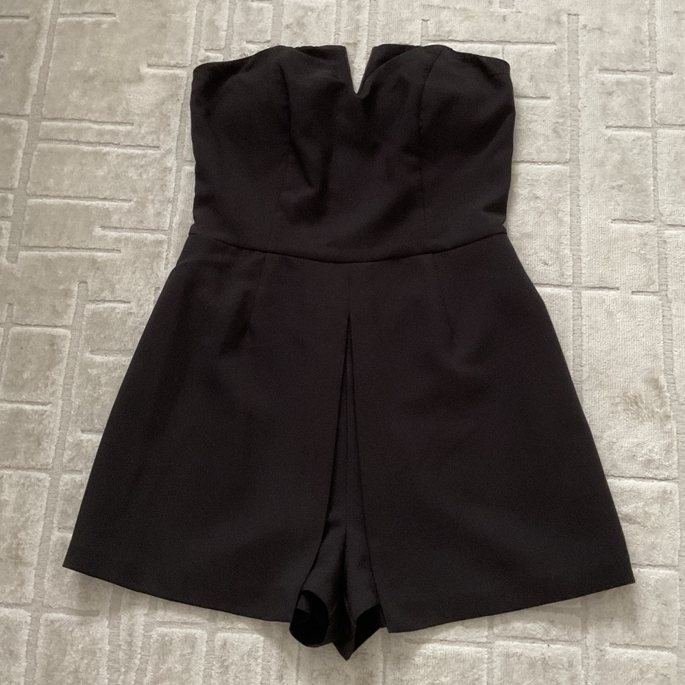 Monteau Black Strapless Romper